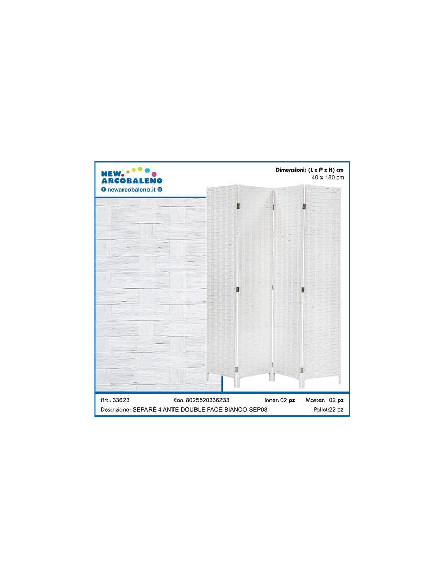 SEPARE' 4ANTE 180x40 BIANCO DOUBLE FACE