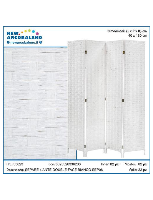 SEPARE' 4ANTE 180x40 BIANCO DOUBLE FACE