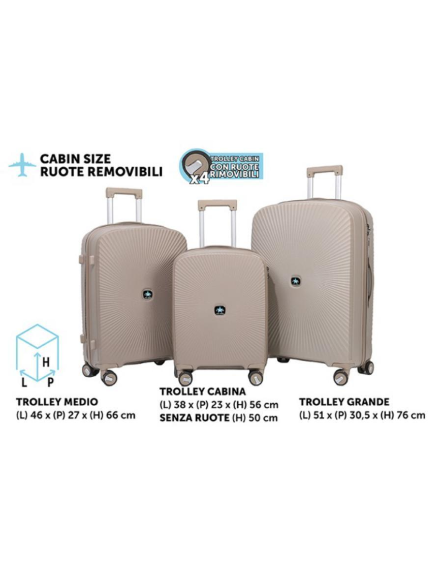TROLLEY FLY TORTORA 3 PEZZI
