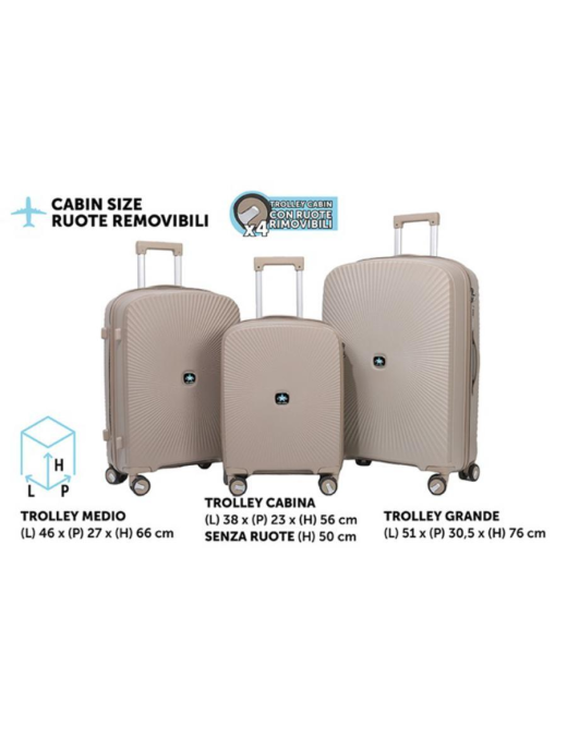 TROLLEY FLY TORTORA 3 PEZZI