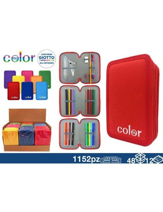 GIOTTO COLORED CASE WITH 3 ZIPPERS