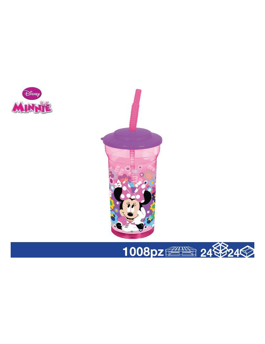 MINNIE GLASS WITH STRAW 460ml