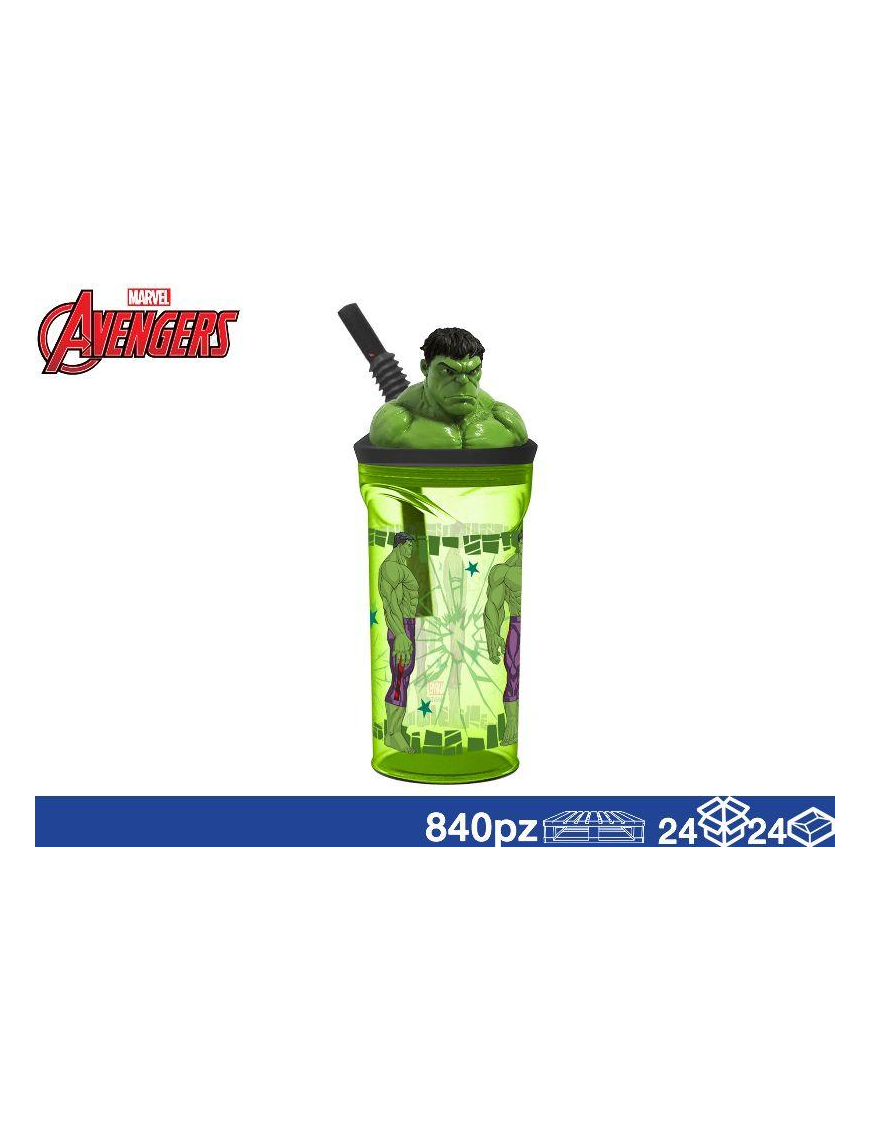 AVENGERS BICCHIERE 3D CON CANNUCCIA 360ml HULK
