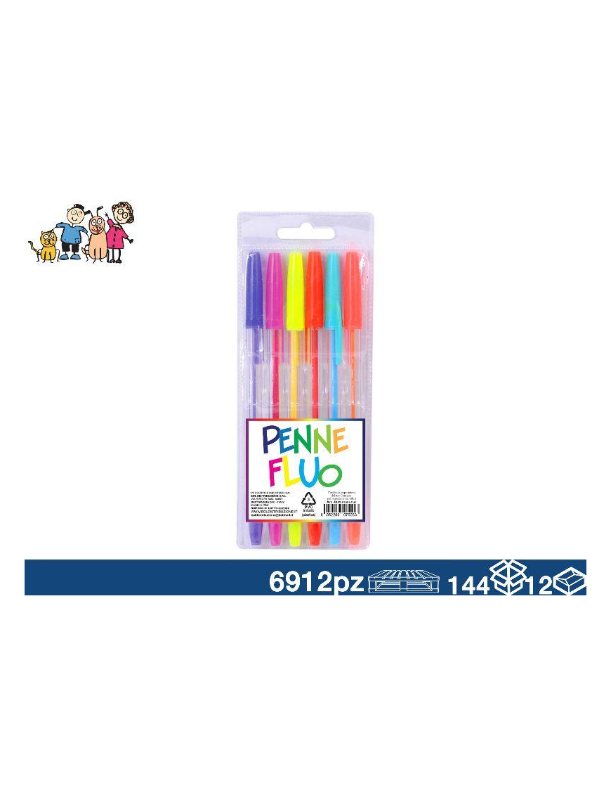 PENNA A SFERA 6pezzi COLORI FLUO
