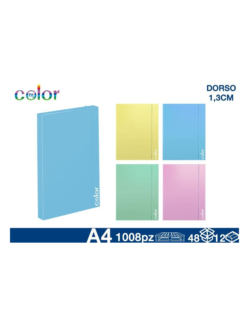 CARTELLINA CON ELASTICO d.1,3 COLORI PAST A4