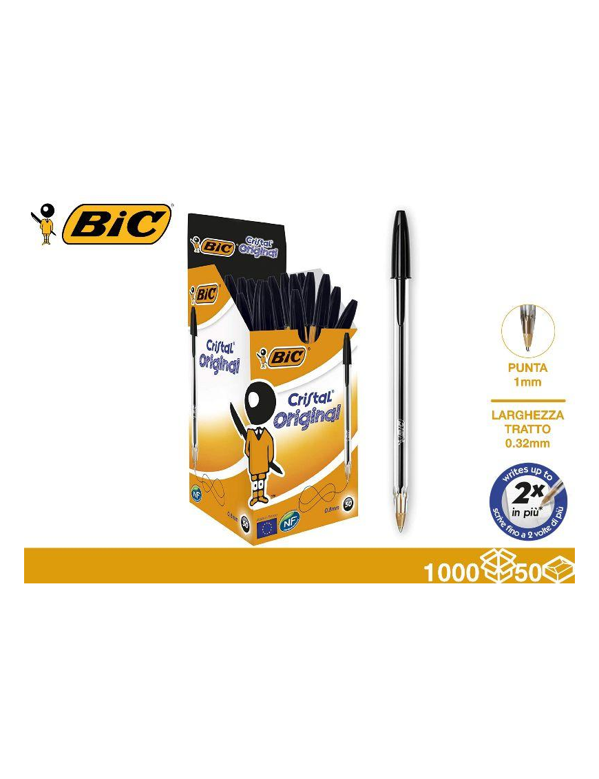 BIC CRYSTAL BALLPOINT PENS 50 pieces BLACK