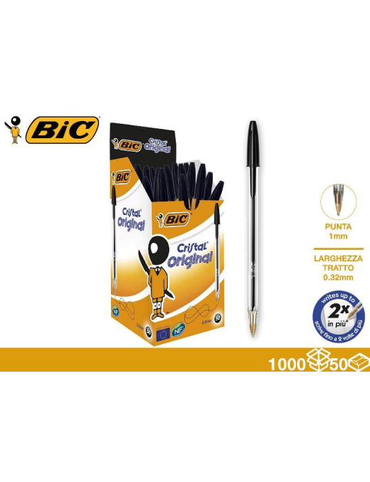 BIC CRYSTAL BALLPOINT PENS 50 pieces BLACK