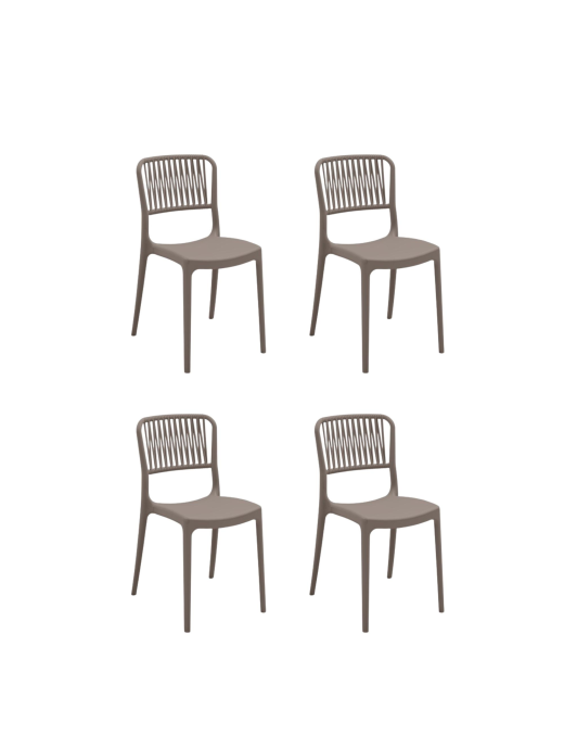 PURPLE CHAIR WITHOUT ARMRESTS, DOVE GREY, SET OF 4