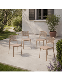 PURPLE CHAIR WITHOUT ARMRESTS LIGHT WOOD SET OF 4