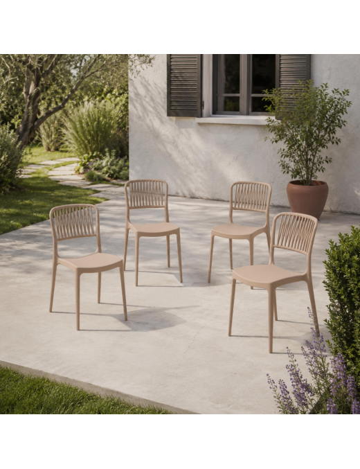PURPLE CHAIR WITHOUT ARMRESTS LIGHT WOOD SET OF 4