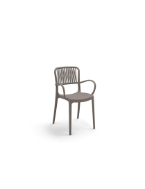 PURPLE CHAIR WITH ARMRESTS IN DOVE GREY, SET OF 4