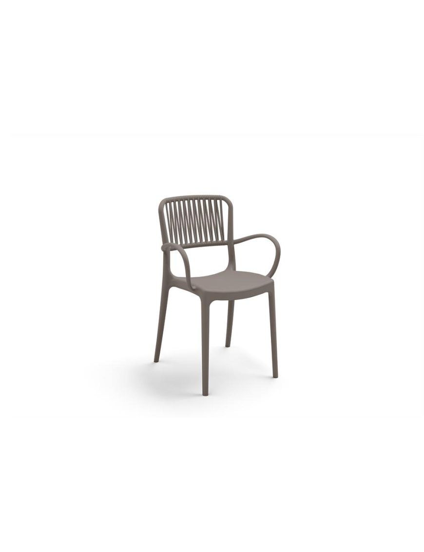 PURPLE CHAIR WITH ARMRESTS IN DOVE GREY, SET OF 4