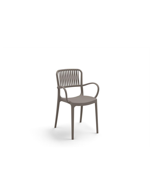PURPLE CHAIR WITH ARMRESTS IN DOVE GREY, SET OF 4