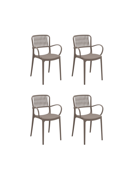 VIOLA SEDIA CON BRACCIOLI TORTORA SET 4pz