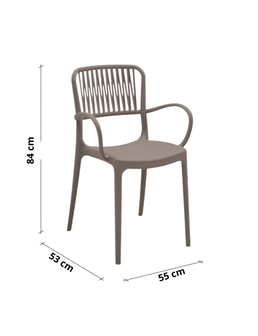 VIOLA SEDIA CON BRACCIOLI TORTORA SET 4pz