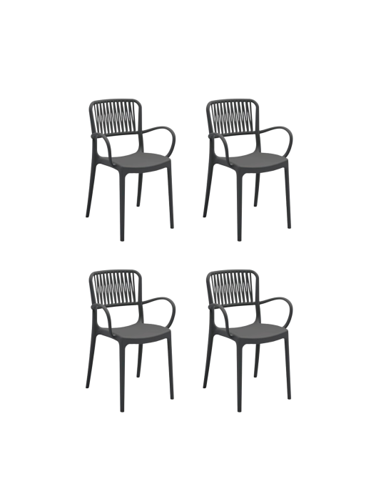 VIOLA SEDIA CON BRACCIOLI ANTRACITE SET 4pz