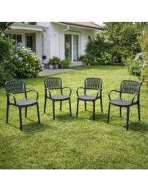 VIOLA SEDIA CON BRACCIOLI ANTRACITE SET 4pz
