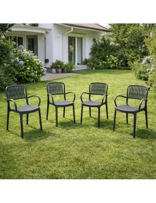 VIOLA SEDIA CON BRACCIOLI ANTRACITE SET 4pz