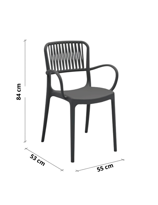 VIOLA SEDIA CON BRACCIOLI ANTRACITE SET 4pz