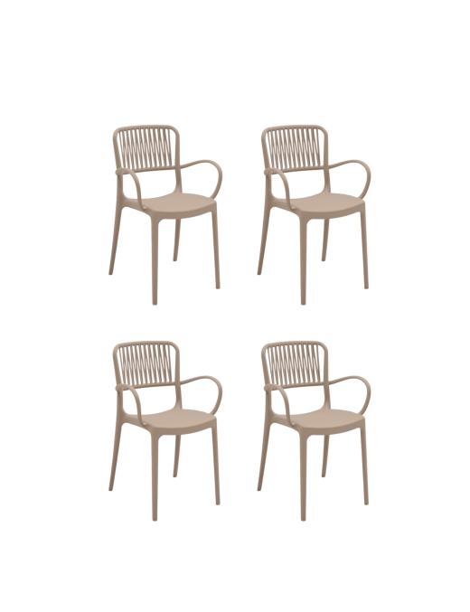 PURPLE CHAIR WITH LIGHT WOOD ARMRESTS SET OF 4