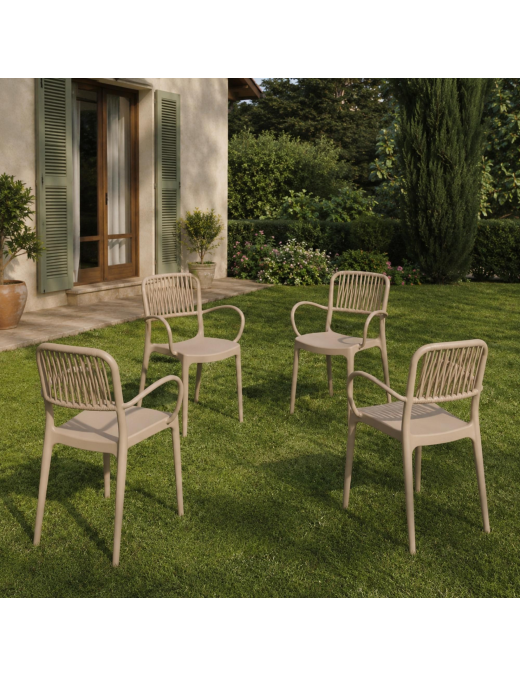 PURPLE CHAIR WITH LIGHT WOOD ARMRESTS SET OF 4
