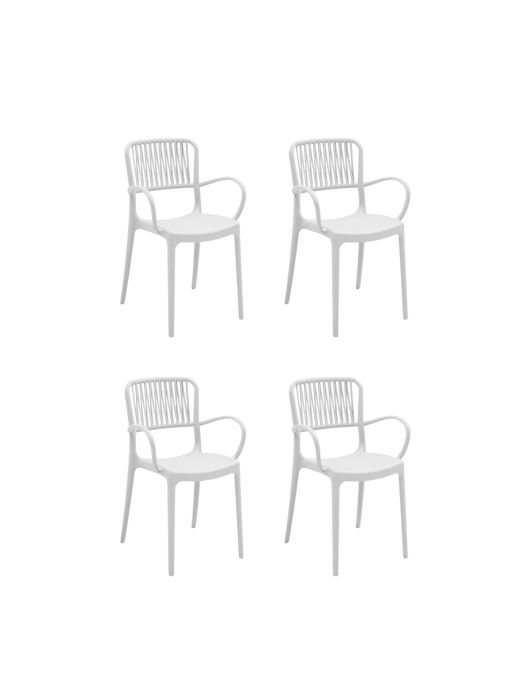 VIOLA SEDIA CON BRACCIOLI BIANCO SET 4pz