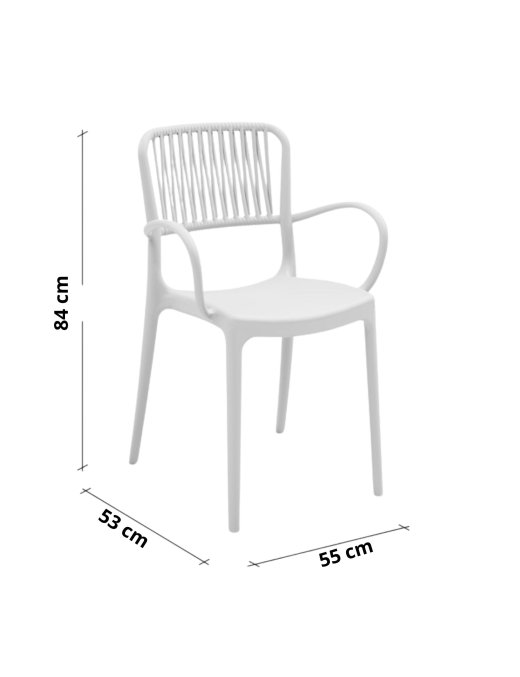 VIOLA SEDIA CON BRACCIOLI BIANCO SET 4pz