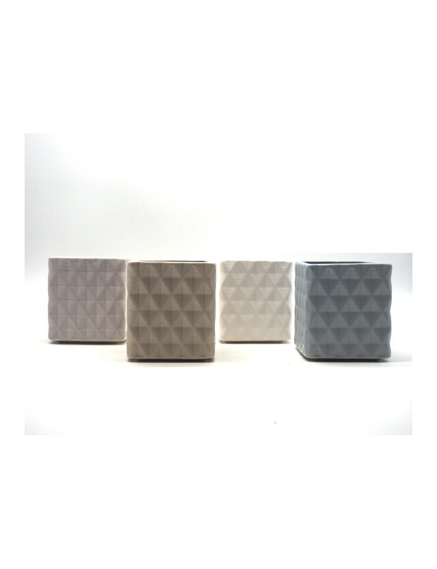 SQUARE CACHEPOT 11x10x10 CENTIMETERS RELIEF