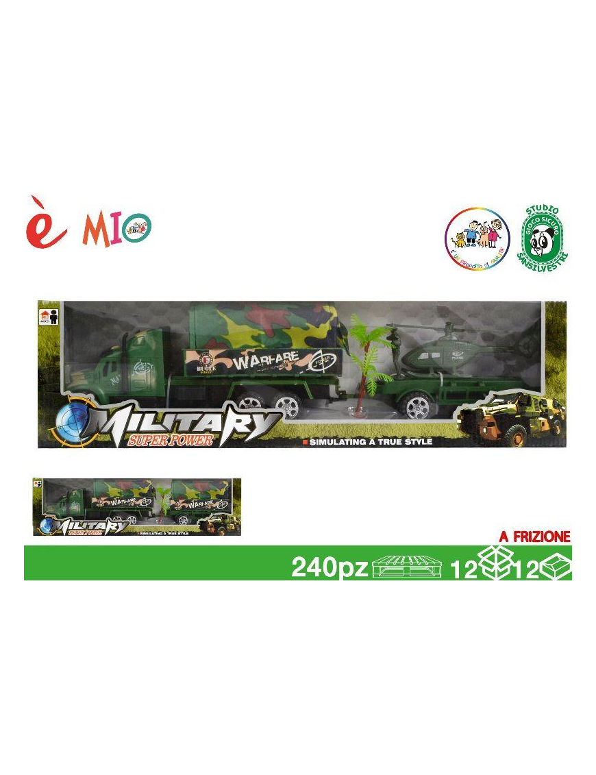 MILITARY TRUCK WITH TRAILER 45cm