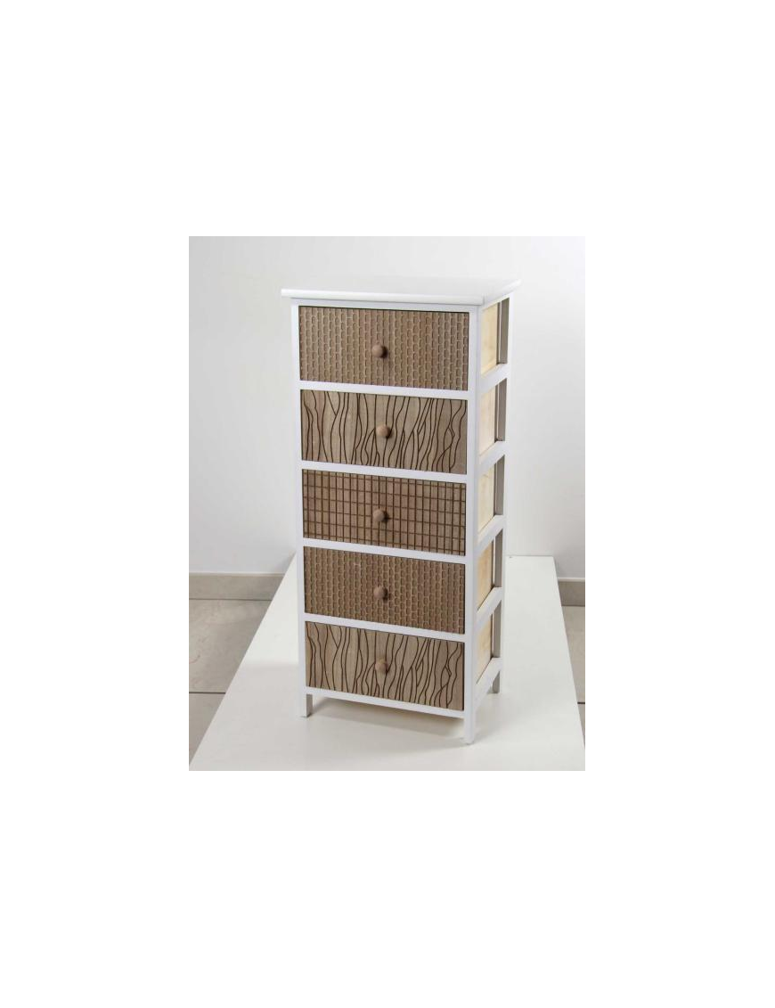 WHITE CHEST OF 5 DRAWERS 40x29x90cm