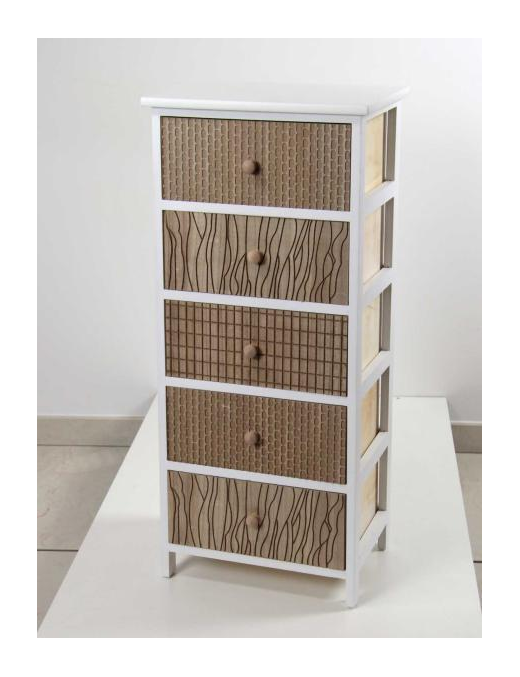 WHITE CHEST OF 5 DRAWERS 40x29x90cm