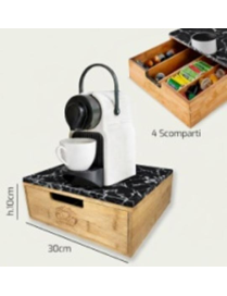 BOX PORTACAPSULE 30x30x10cm MARBLE NERO