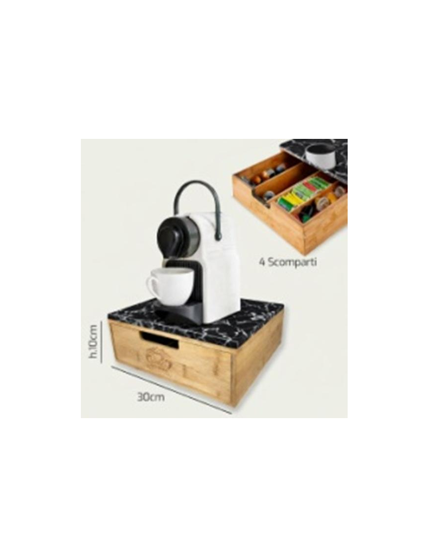 BOX PORTACAPSULE 30x30x10cm MARBLE NERO