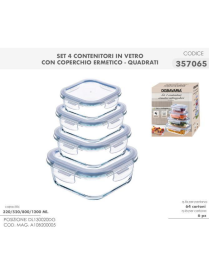 L.VETRO CONTENITORI ERMETICI QUADRATI 4p