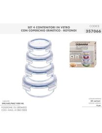 L.VETRO CONTENITORI ERMETICI TONDI 4pz