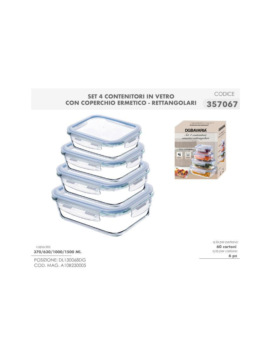 L.VETRO CONTENITORI ERMETICI RETT. 4pz