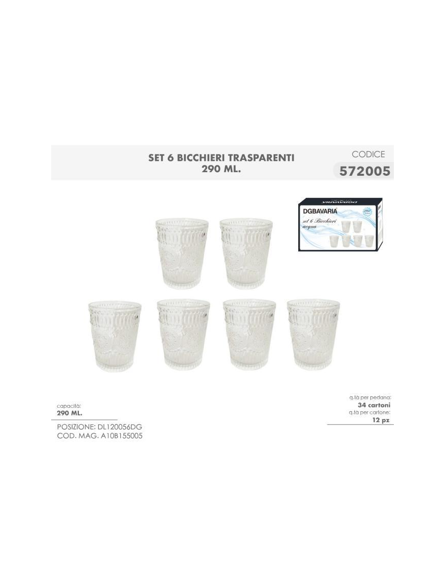 L.VETRO BICCHIERI ACQUA 290ml 6pz TRAS