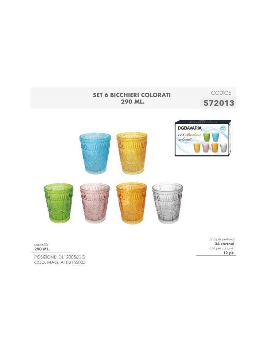 L.VETRO BICCHIERI ACQUA 290ml 6pz COL