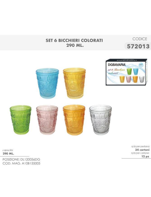 L.VETRO BICCHIERI ACQUA 290ml 6pz COL