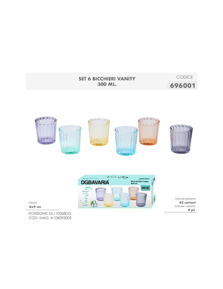 L.VETRO BICCHIERI 300ml 6pz VANITY