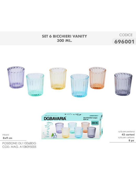 L.VETRO BICCHIERI 300ml 6pz VANITY