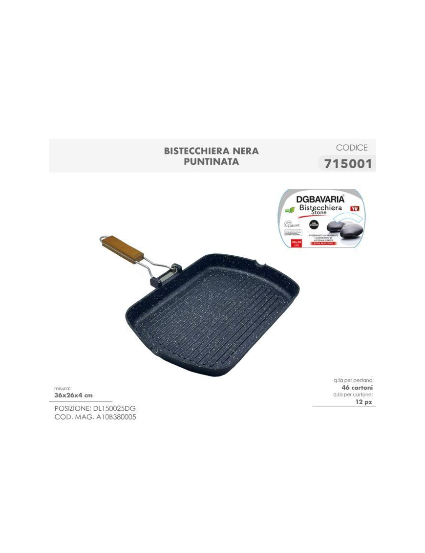BISTECCHIERA RETTANGOLARE 36x26x4cm NERA