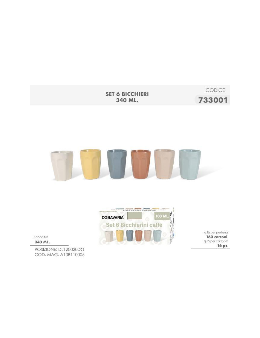 L.COLOR PASTEL BICCHIERI CAFFE' 6pz