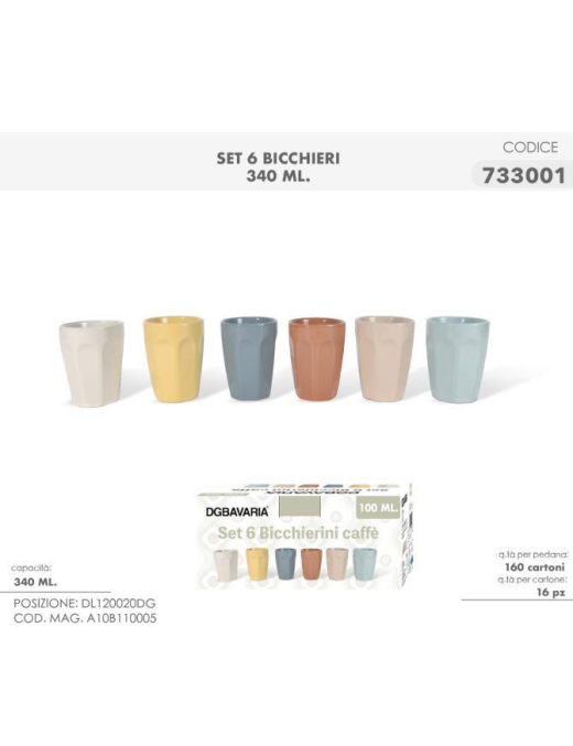 L.COLOR PASTEL BICCHIERI CAFFE' 6pz