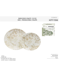 SERV.TAVOLA 12pz DEC. PRIMAVERA TAUPE