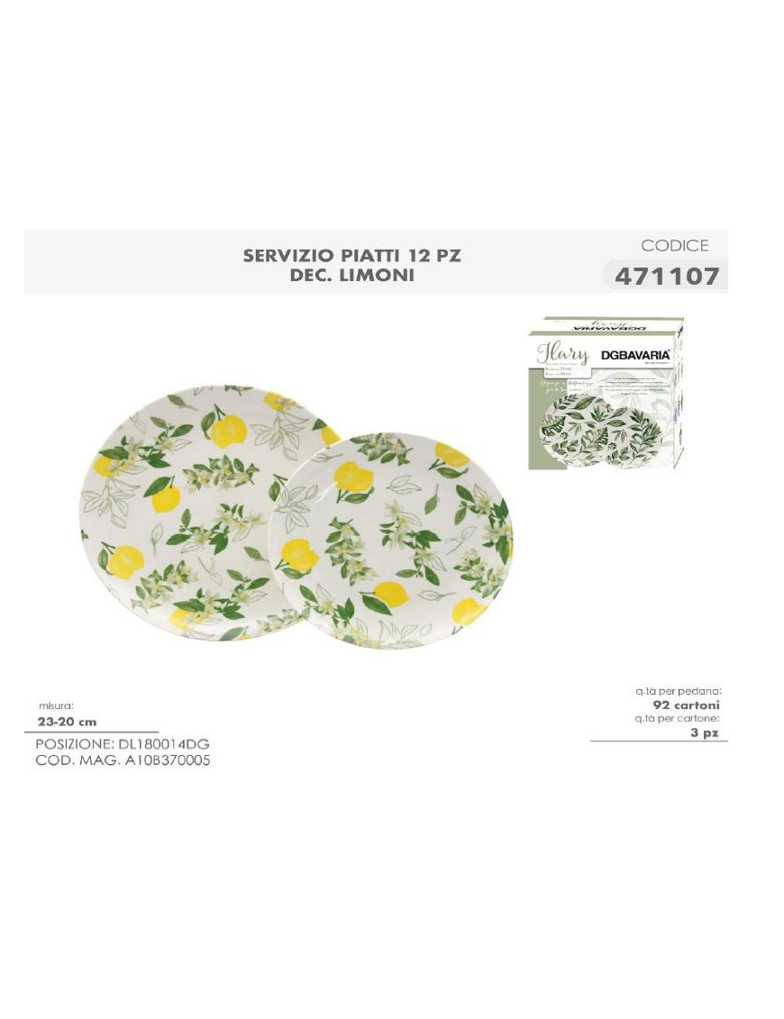 SERV.TAVOLA 12pz DEC. LIMONI