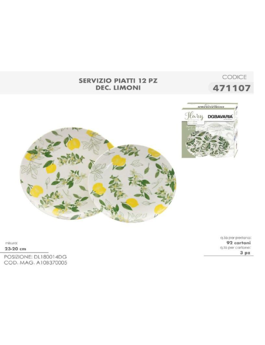 SERV.TAVOLA 12pz DEC. LIMONI