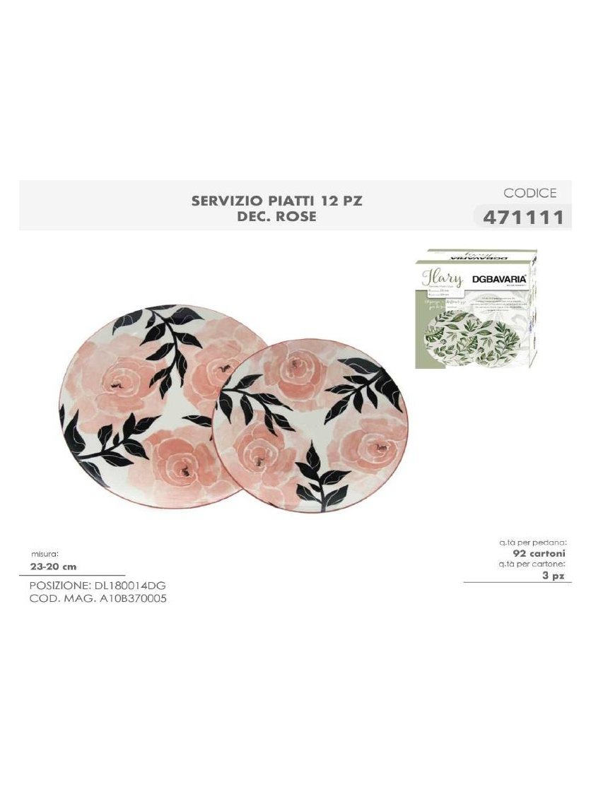 SERV.TAVOLA 12pz DEC. ROSE