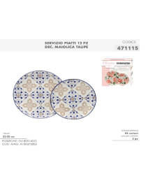 SERV.TAVOLA 12pz DEC. MAIOLICA TAUPE