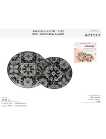 SERV.TAVOLA 12pz DEC. MAIOLICA BLACK
